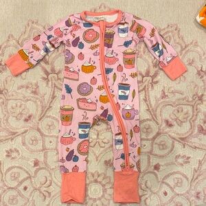 Pumpkin spice fall print Pink Kids Footie